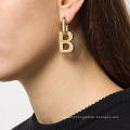 Shangjie OEM aretes para mujeres Fashion Sample Metal Earrings Real Gold Plated Vintage Earrings B Letter Ear buckle for Girl